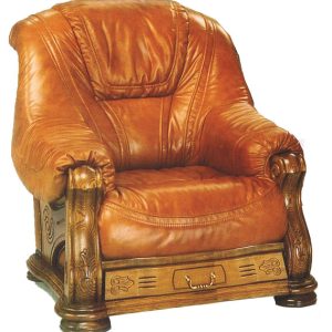 Fauteuil cuir et bois avec tiroir Anvers