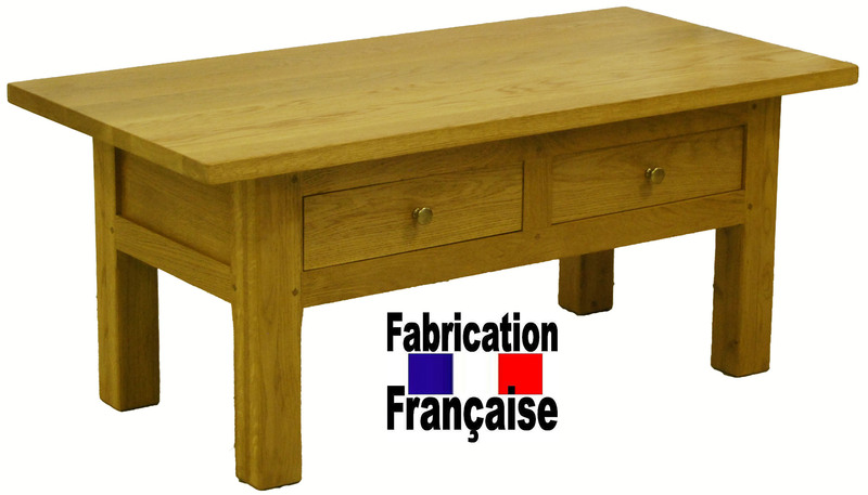Table basse 2 tiroirs chêne