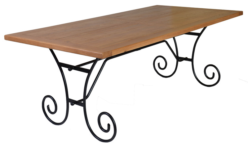 Table rectangulaire chêne et fer forgé, vue 3
