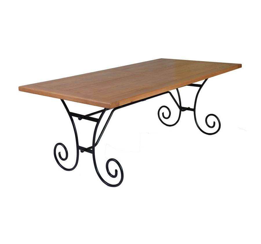 Table rectangulaire chêne et fer forgé