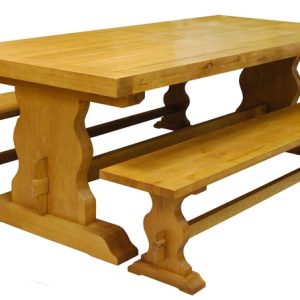 Table monastère 180 chêne Sully + 2 bancs
