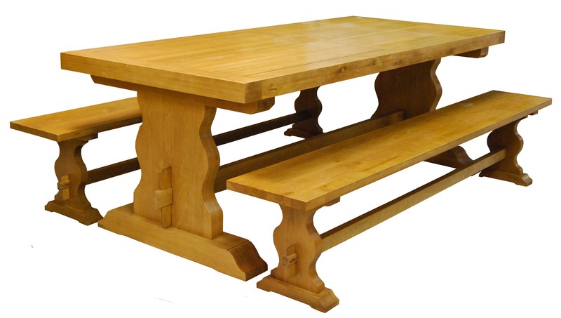 Table monastère 180 chêne Sully + 2 bancs