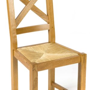 Chaise chêne assise paille dos croisillon