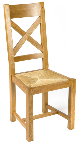 Chaise chêne assise paille dos croisillon