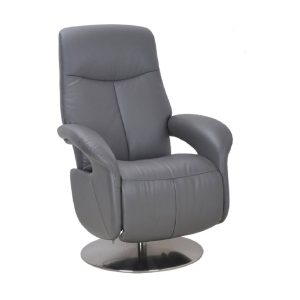 Fauteuil relax manuel Jonzac repose pieds intégré cuir anthracite