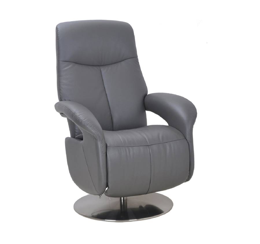 Fauteuil relax manuel Jonzac repose pieds intégré cuir anthracite