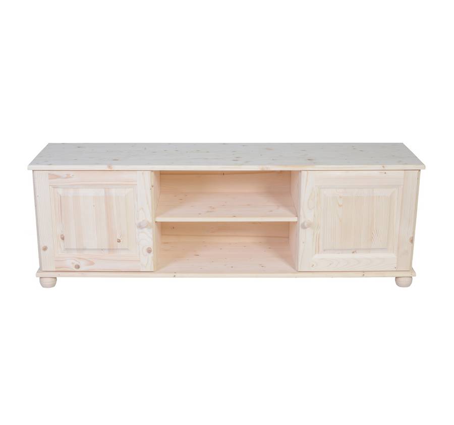 Meuble TV bas pin brut, vue 2