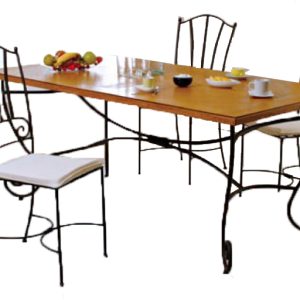 Table bois et fer forgé