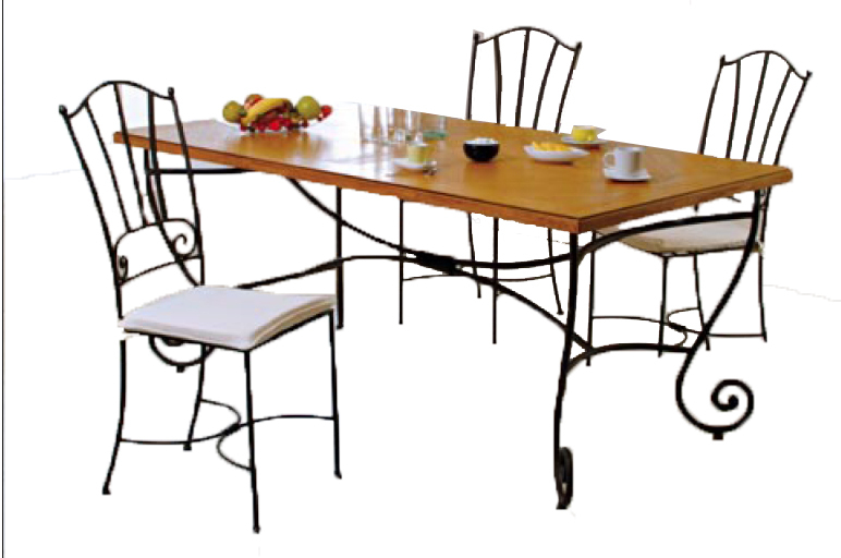 Table bois et fer forgé