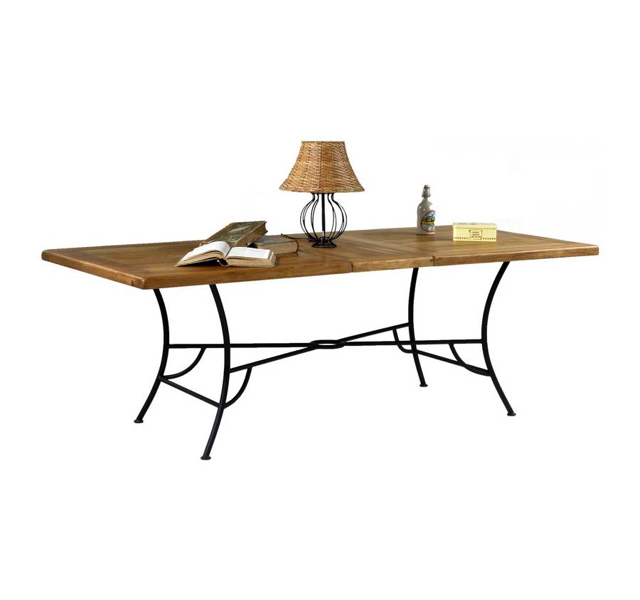 Table chêne et fer forgé Bastide, vue 2