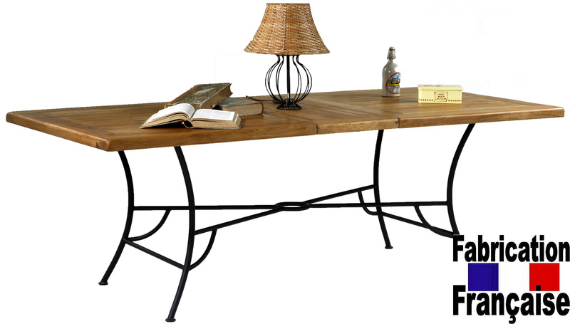 Table chêne et fer forgé Bastide