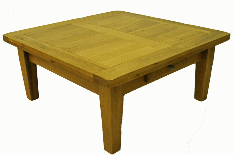 Table basse chêne carrée 1 tiroir Cantal, vue 2