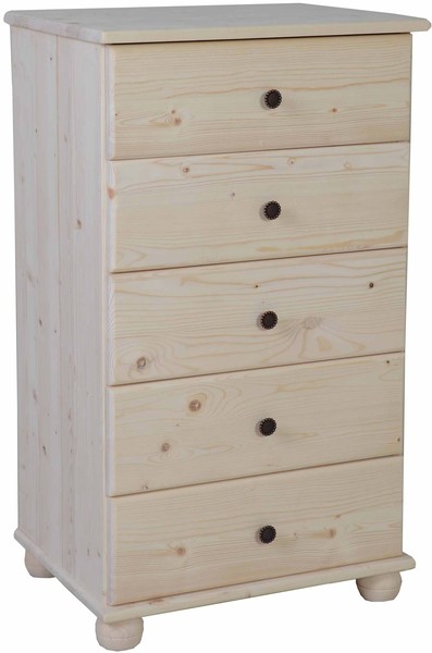 Chiffonnier 5 tiroirs pin brut