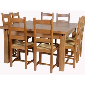 Table carrée chêne Sully +8 chaises