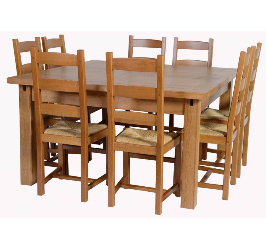 Table carrée chêne Sully +8 chaises